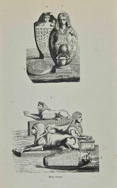 Antique Uses and Customs - sphinx - Lithograph - 1862