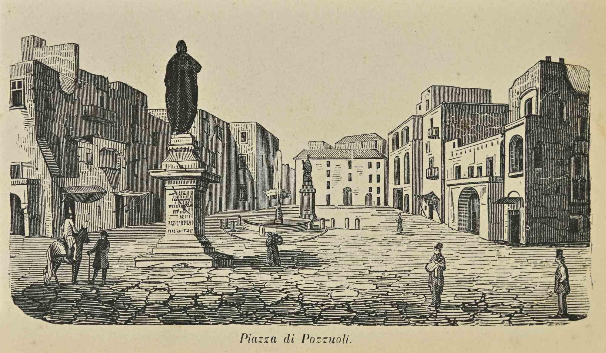 Figurative Print de Various Artists - Usos y Costumbres - Plaza de Pozzuoli - Litografía - 1862
