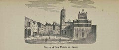 Uses and Customs -  Square of San Michele in Lucca - Lithograph - 1862