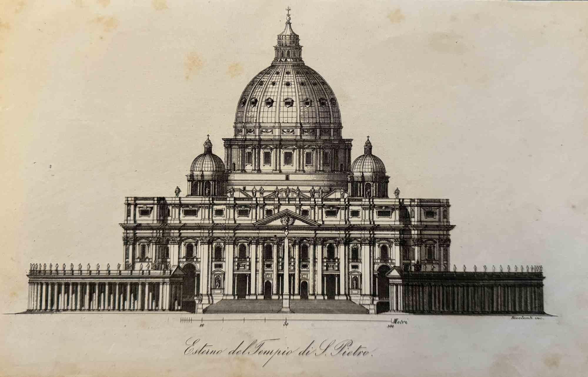 Figurative Print de Various Artists - Usos y Costumbres - Basílica de San Pedro - Litografía - 1862