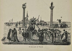 Uses and Customs - The Carnival of Venice - Lithographie - 1862