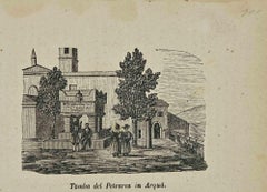 Us et coutumes - Tombe de Pétrarque à Arquà - Lithographie - 1862