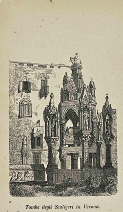 Used Uses and Customs - Tombs of the Scaligeri in Verona - Lithograph - 1862