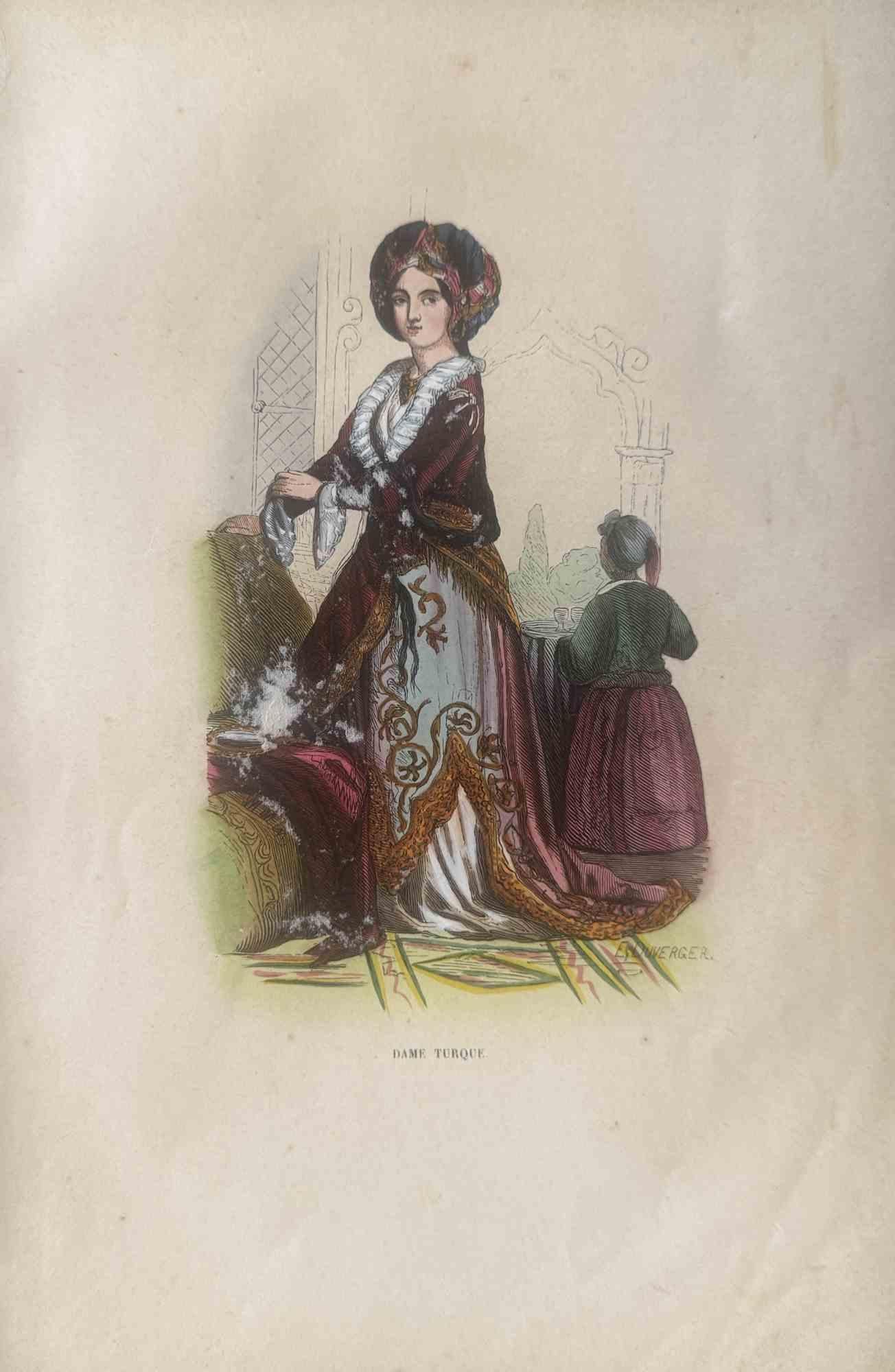 Various Artists Figurative Print - Uses and Customs - Turkish Lady - Lithograph - 1862