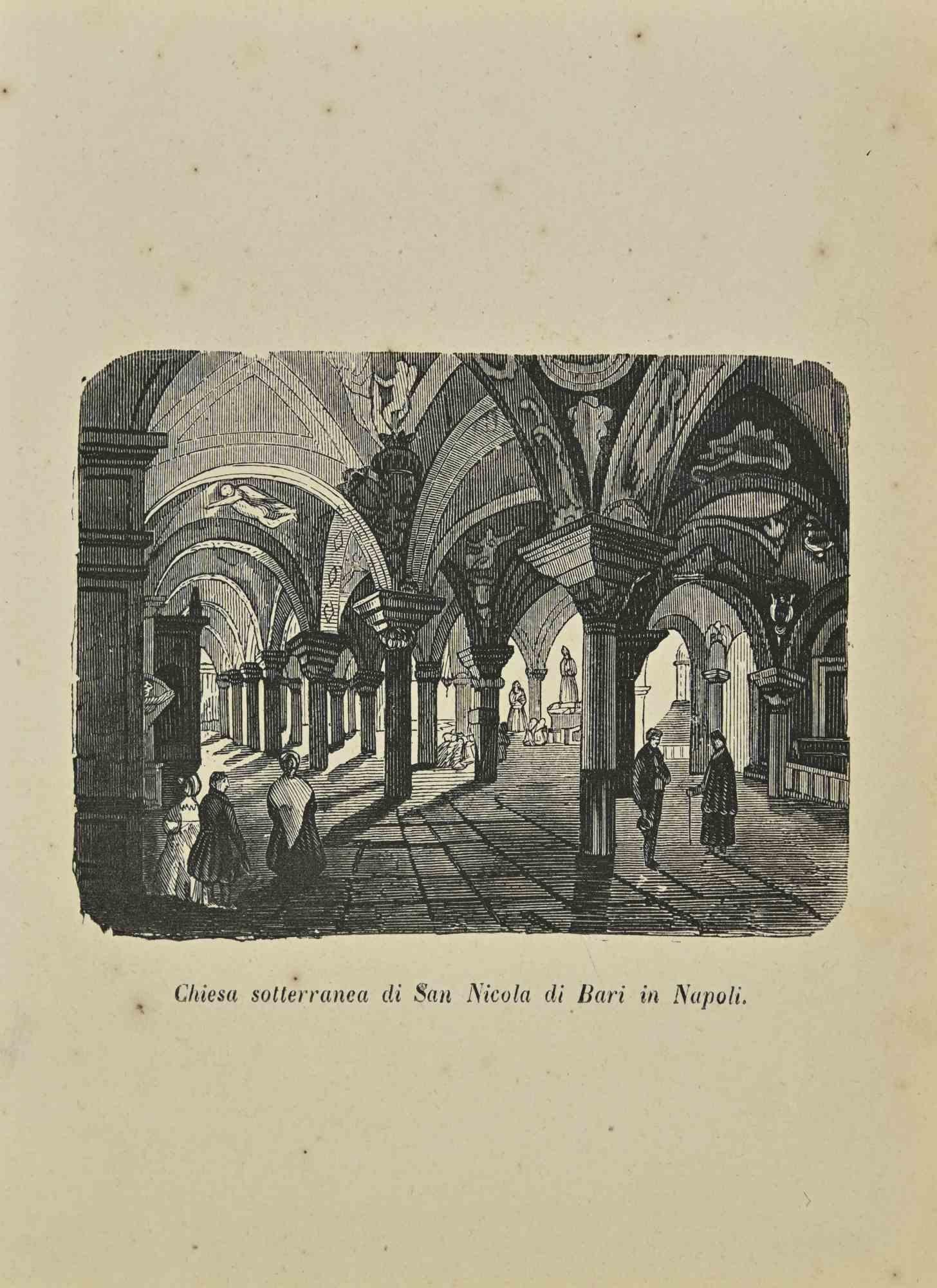 Various Artists Figurative Print - Uses and Customs - Underground Church of Saint Nicholas... - Lithograph - 1862