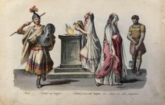 Antique Uses and Customs - Vestals in Temple - Lithograph - 1862