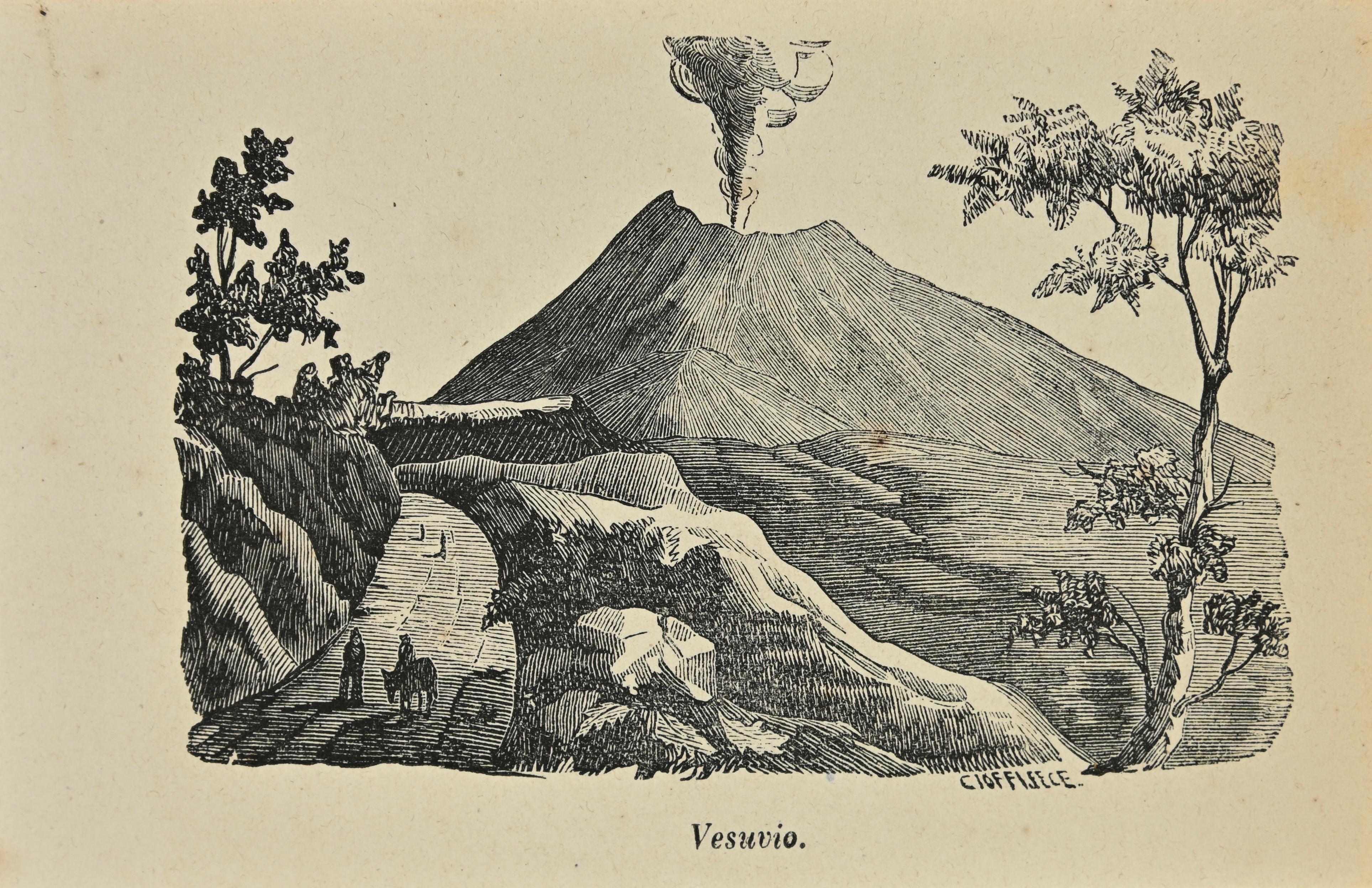 Various Artists Figurative Print – Uses and Customs – Vesuvius – Lithographie – 1862