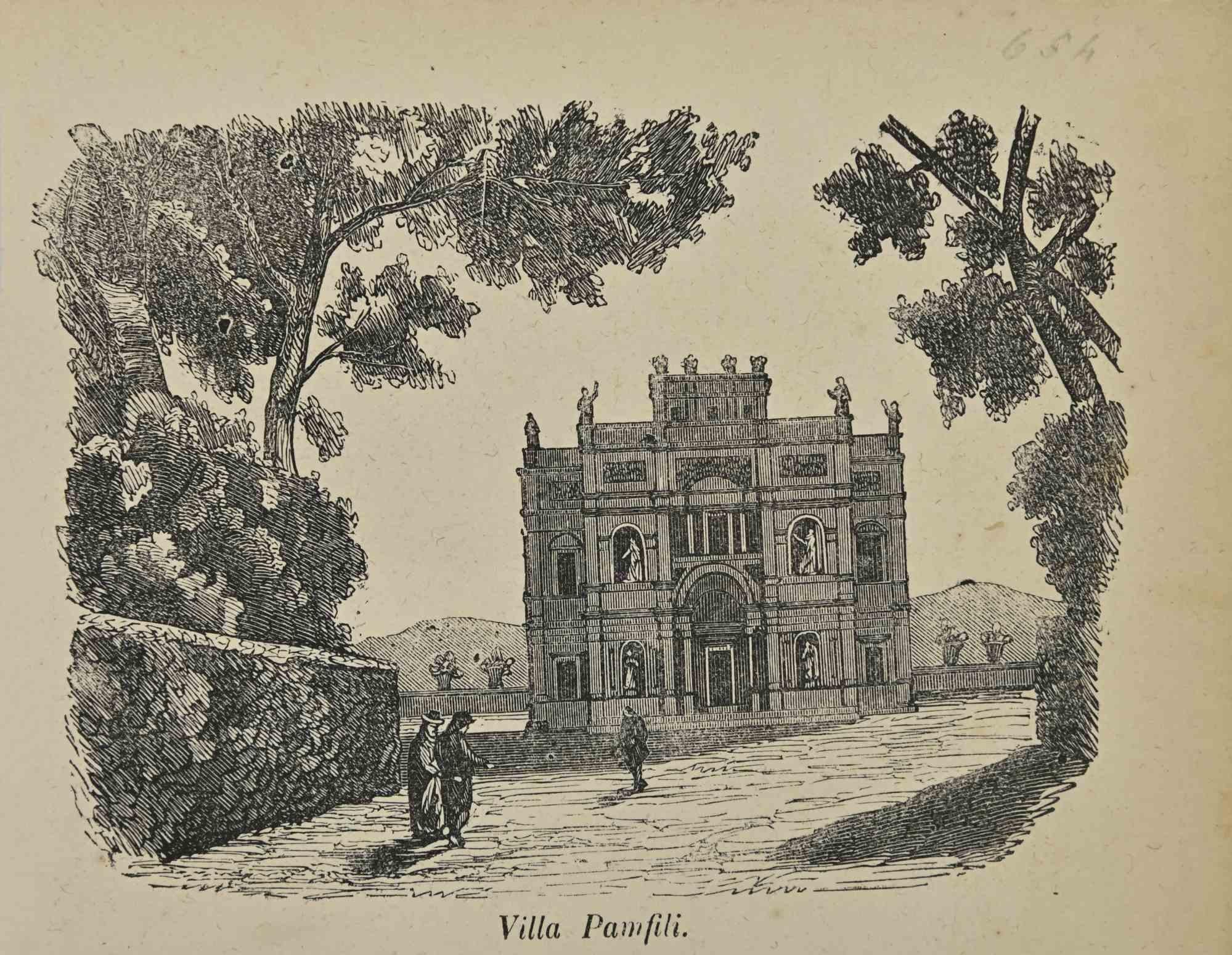 Figurative Print de Various Artists - Usos y Costumbres - Villa Pamfili - Litografía - 1862