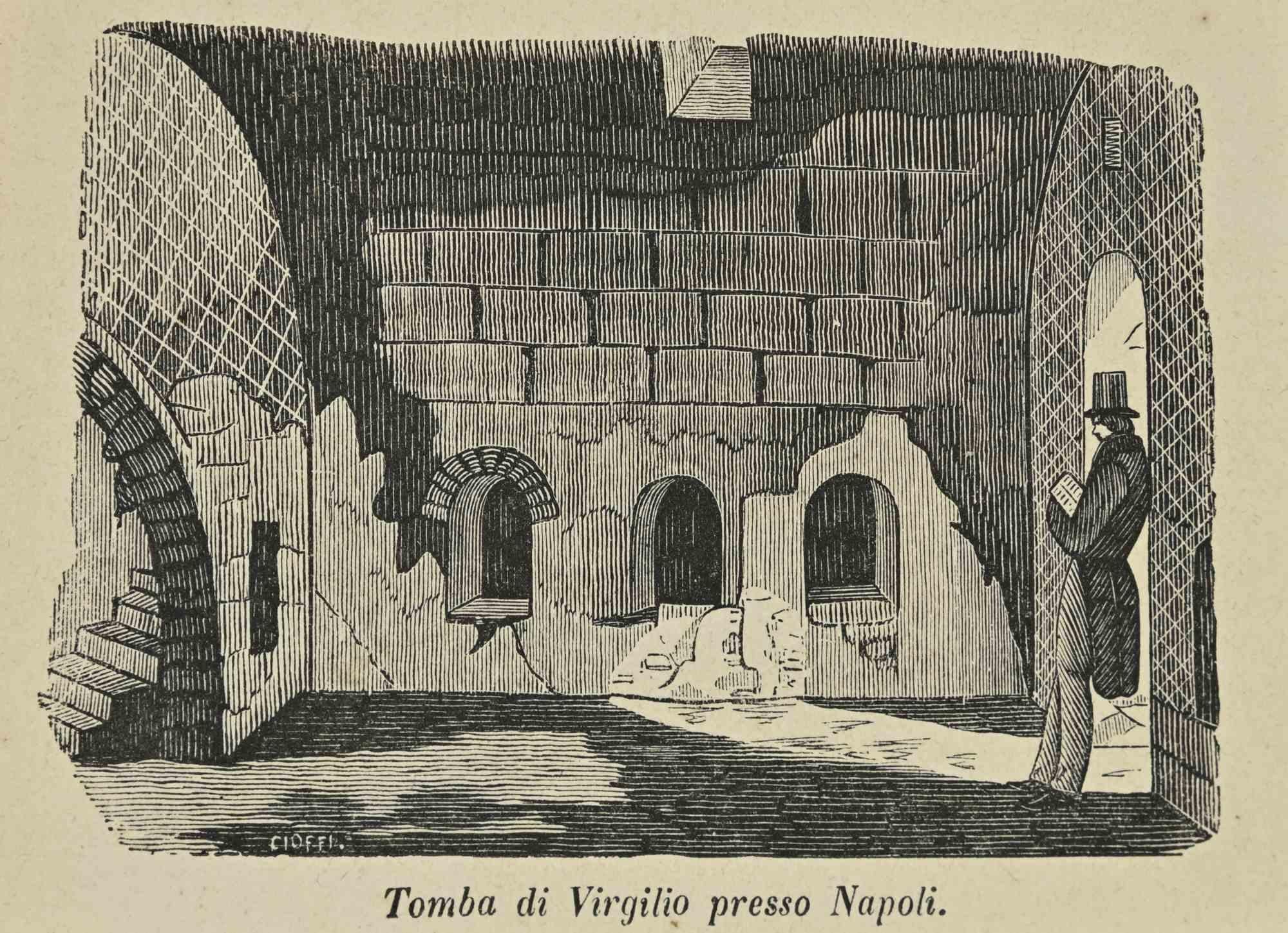 Uses and Customs - Virgil's Tomb in Naples - Lithograph - 1862