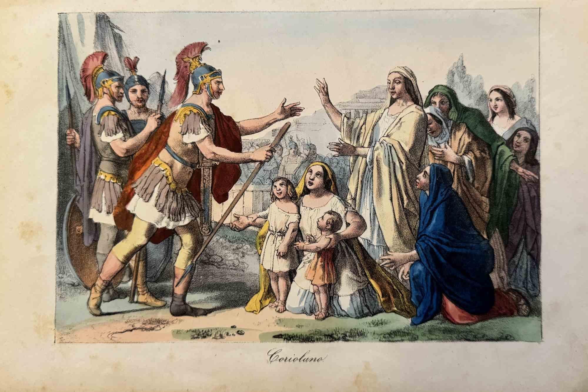 Various Artists Figurative Print - Uses and Customs - Women and Soldiers - Lithograph - 1862
