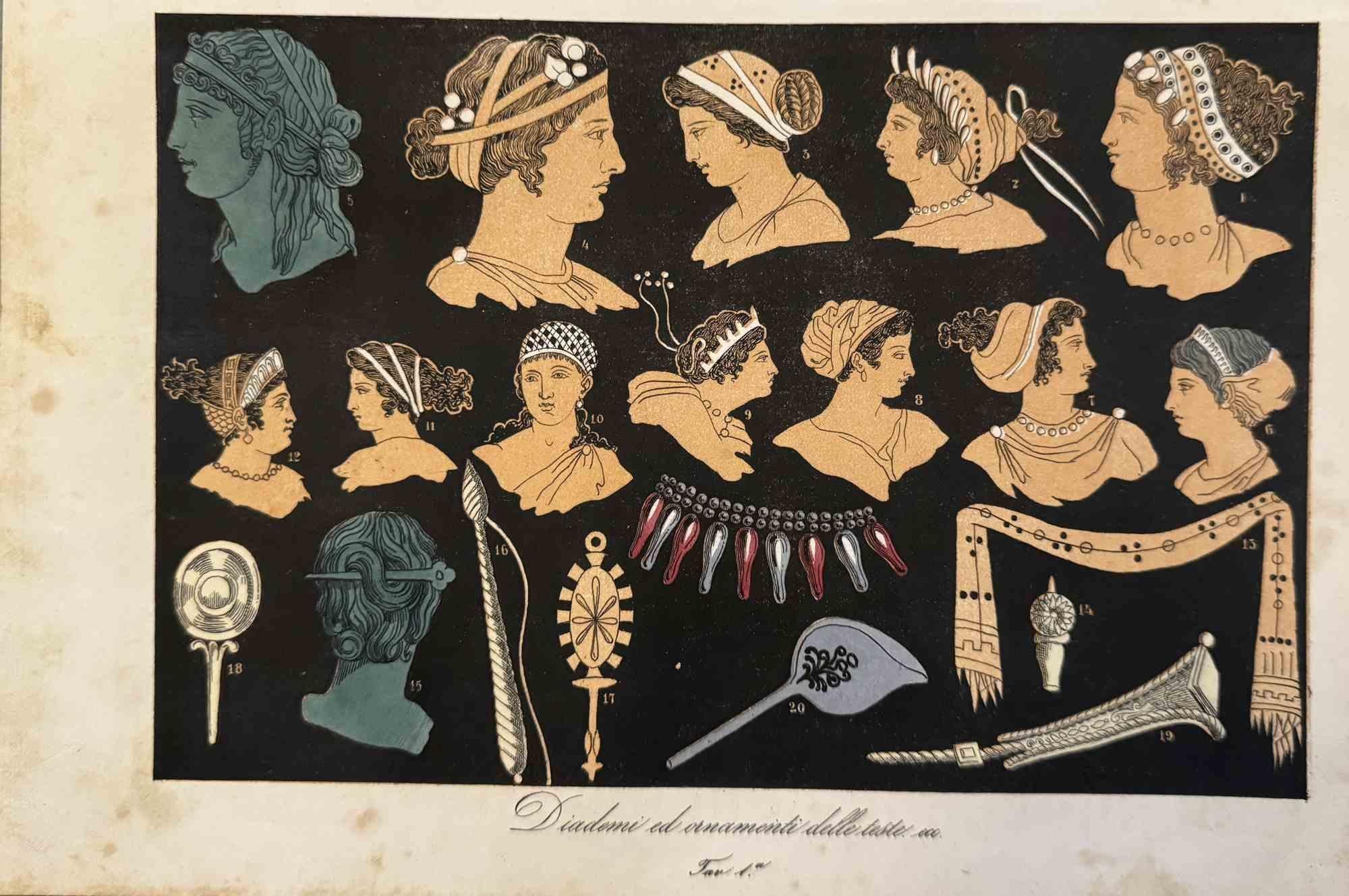 Various Artists Figurative Print - Uses and Customs - Women's Head - Lithograph - 1862
