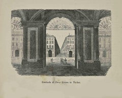Vue de Contrada di Dora Grossa à Turin - Lithographie - 1862