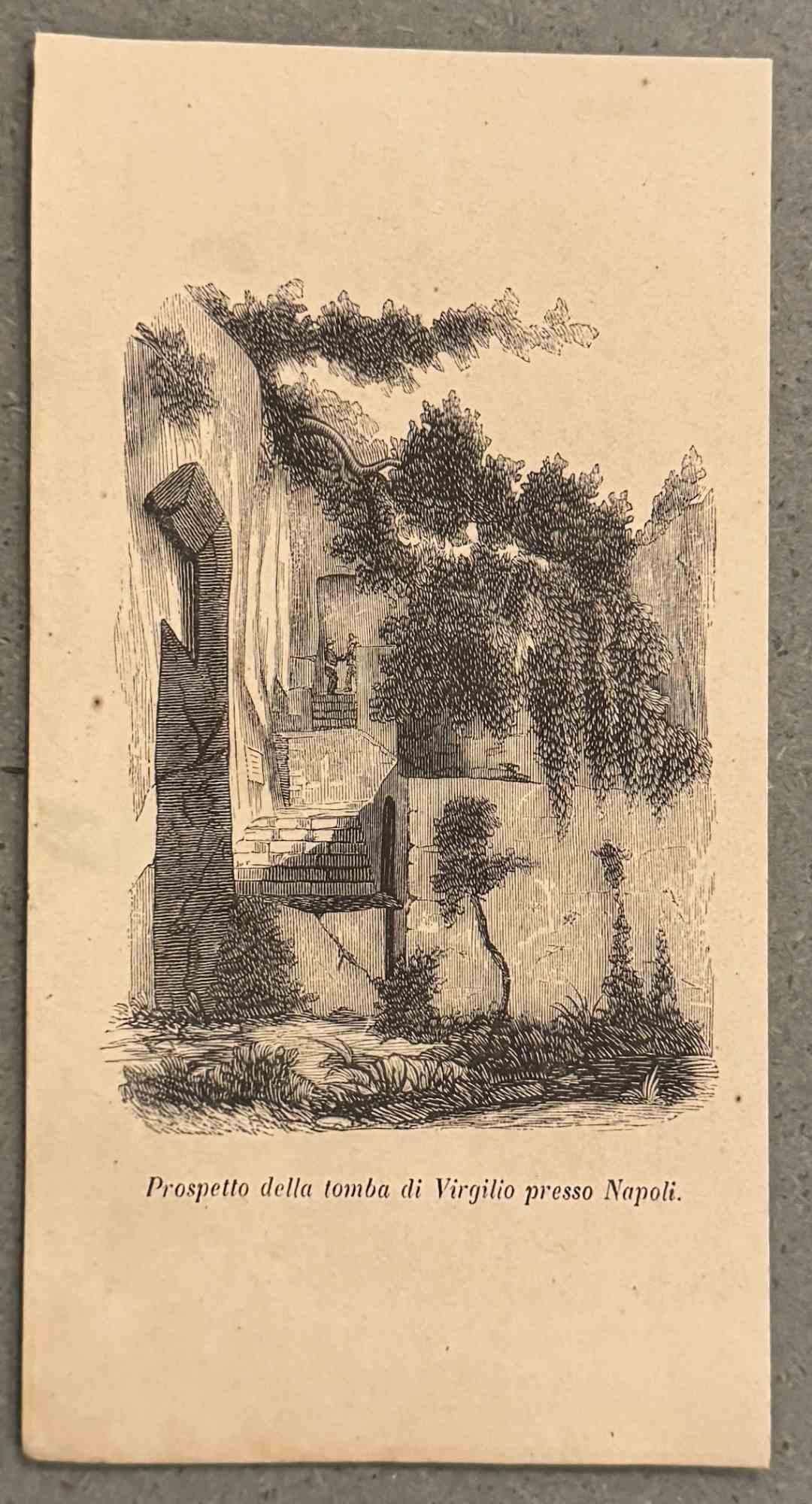 Various Artists Figurative Print - View of Virgil's tomb near Naples - Lithograph - 19th Century 