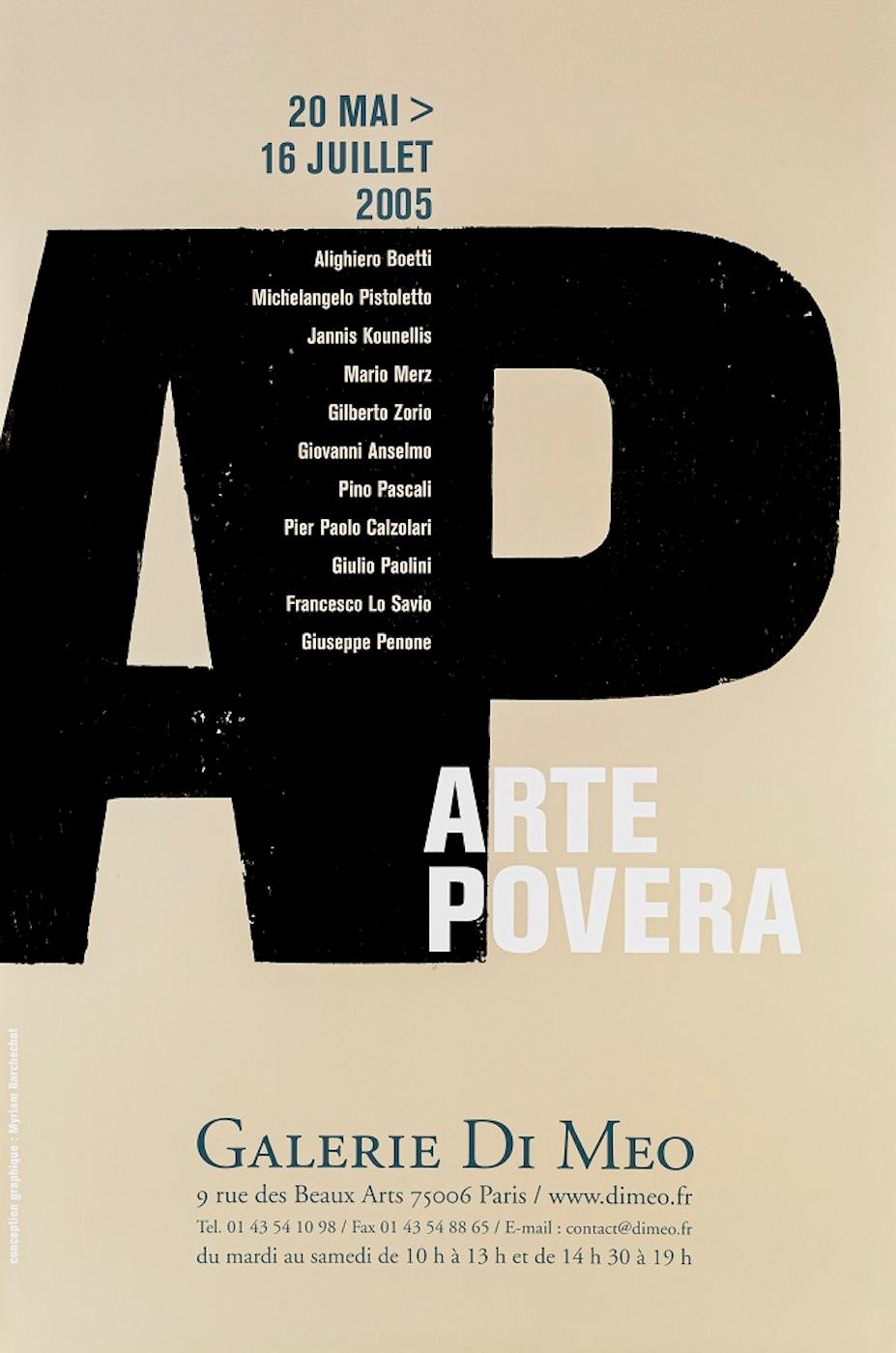 Figurative Print Unknown - Affiche d'exposition vintage Arte Povera  Galerie Di Meo Paris 2005