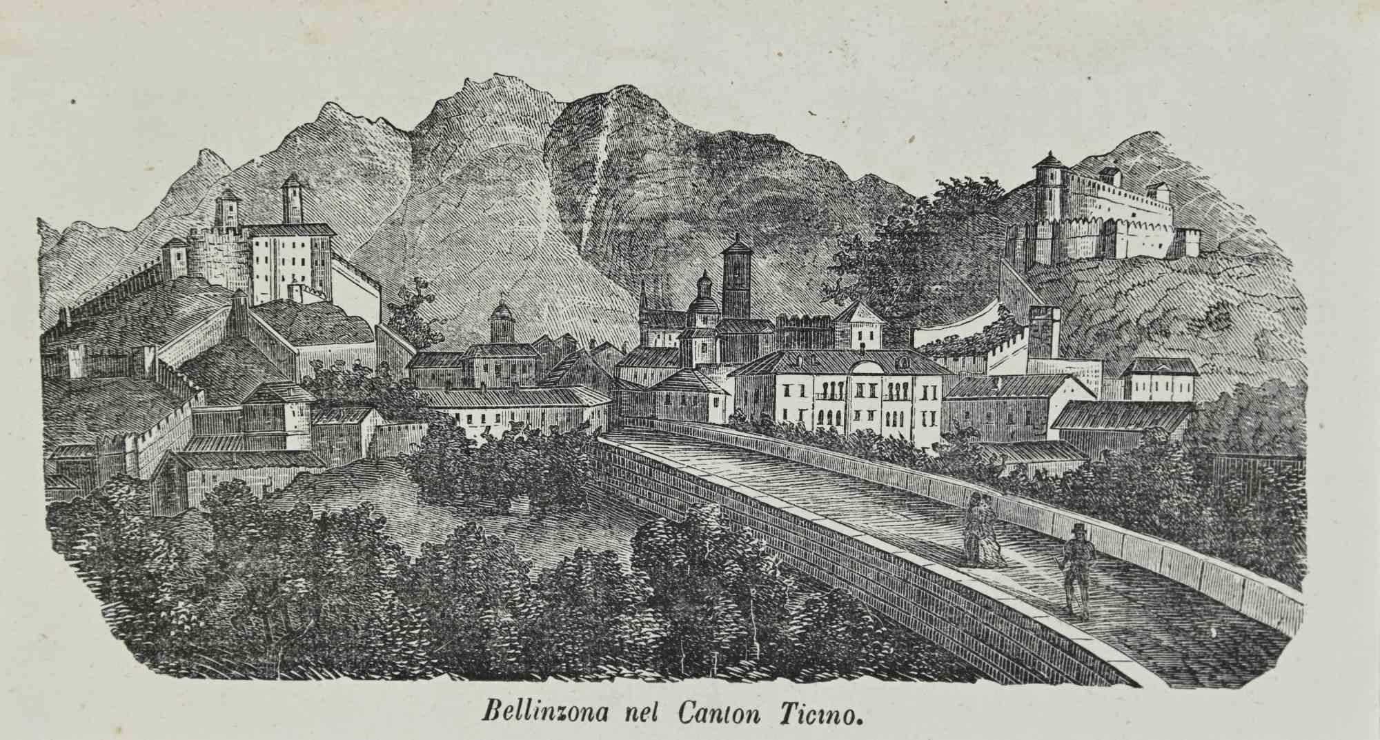 Various Authors Figurative Print - Bellinzona in the Canton of Ticino - Lithograph - 1862