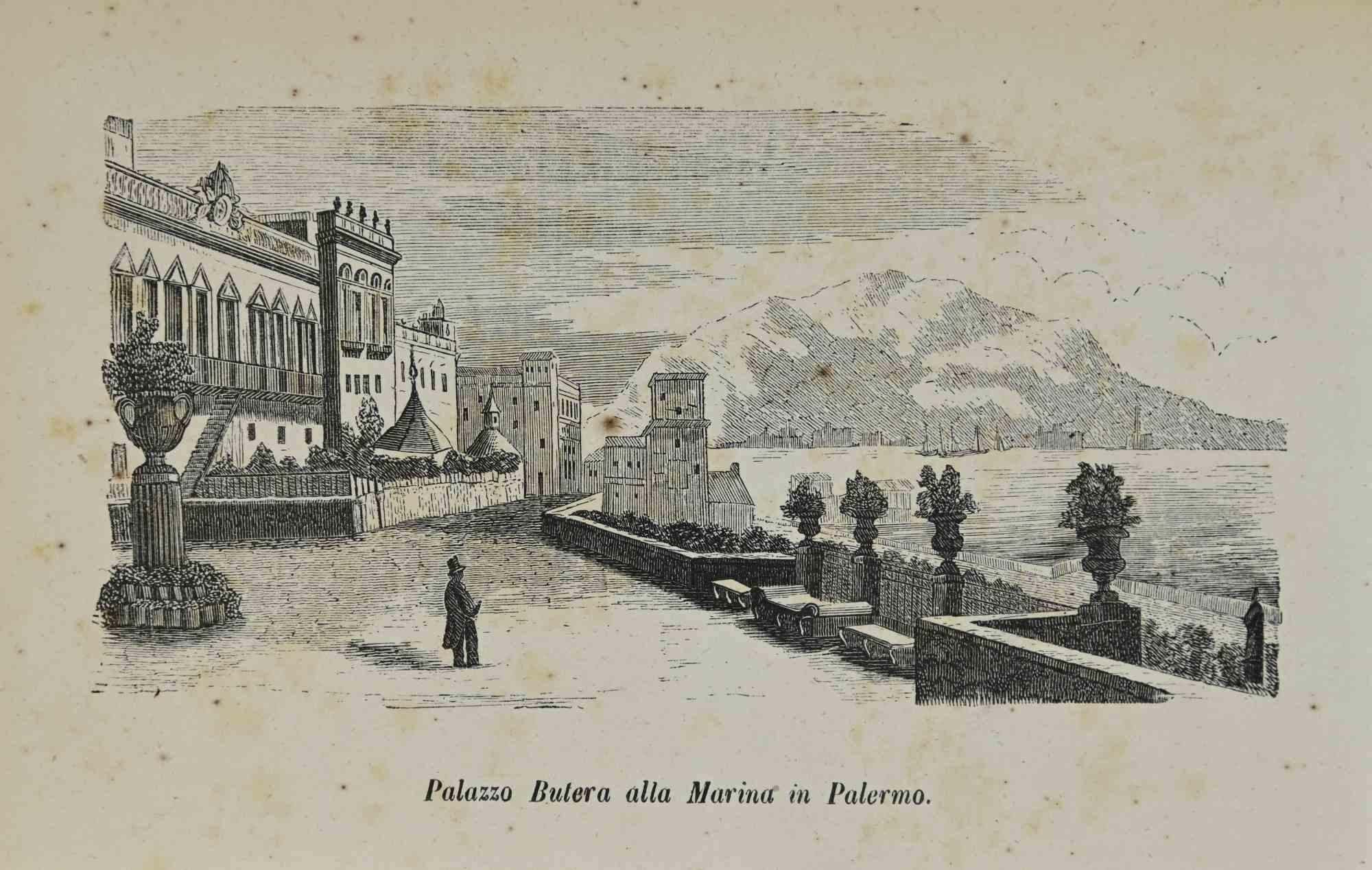 Figurative Print Various Authors - Palace Butera alla Marina  Lithographie de Palerme - 1862