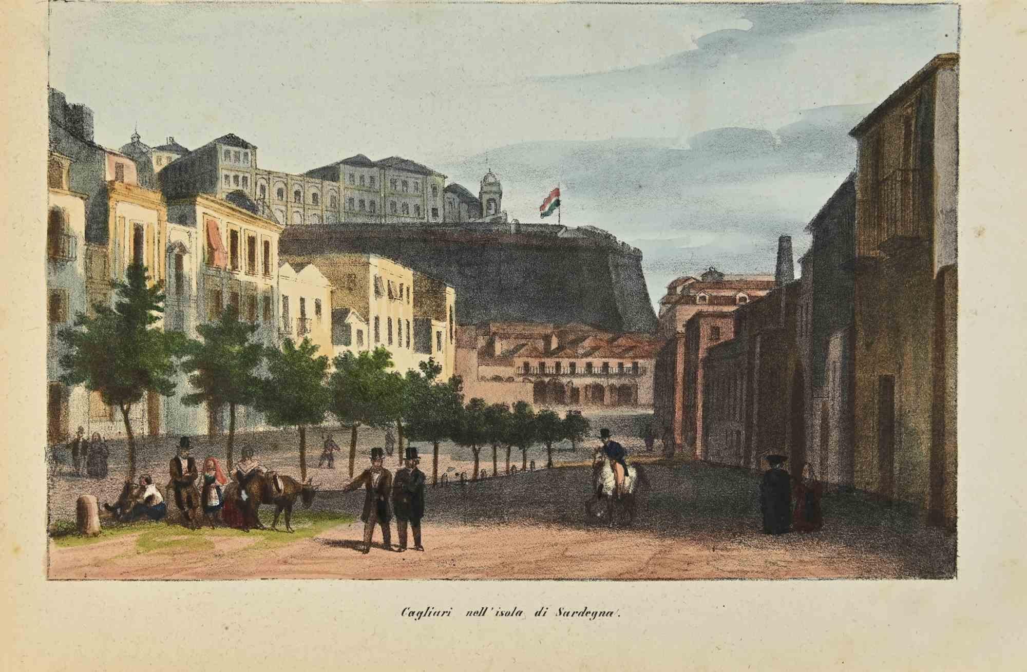 Various Authors Figurative Print – Cagliari auf der Insel Sardinien – Lithographie – 1862