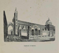 Antique Cathedral in Palermo - Lithograph - 1862