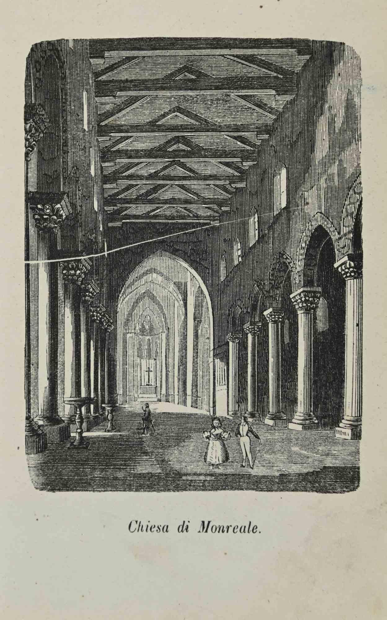 Various Authors Figurative Print - Church of Monreale - Lithograph - 1862