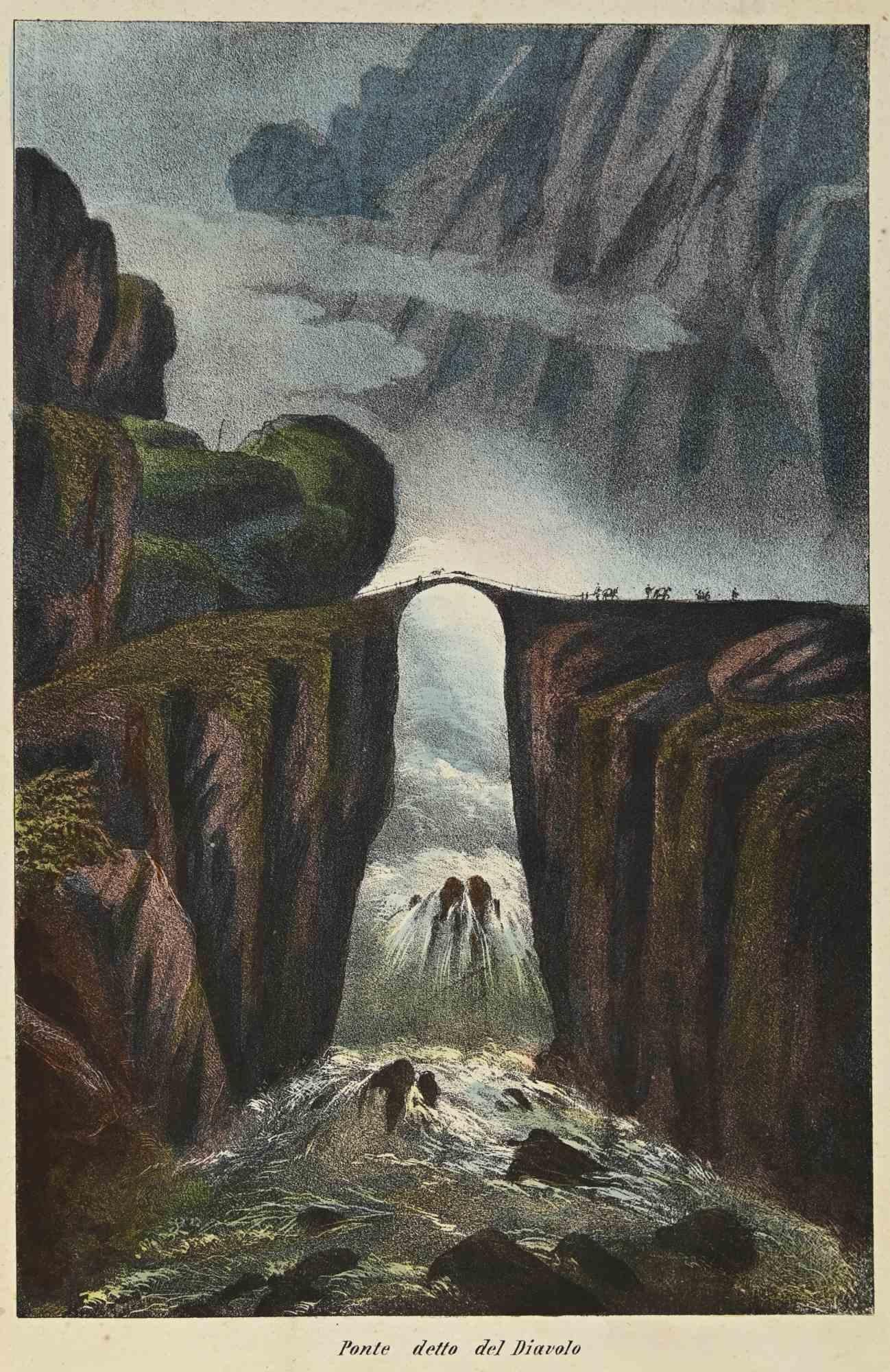 Le pont du diable - Lithographie - 1862