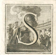 Letter of the Alphabet S - Original Etching - 18th Century