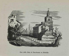 Antique Pennsylvania State House in Philadelphia - Lithograph - 1862