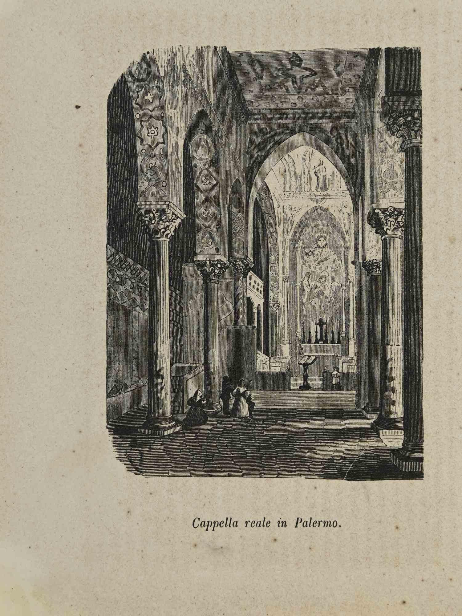 Various Authors Figurative Print - Royal Chapel in Palermo - Lithograph - 1862