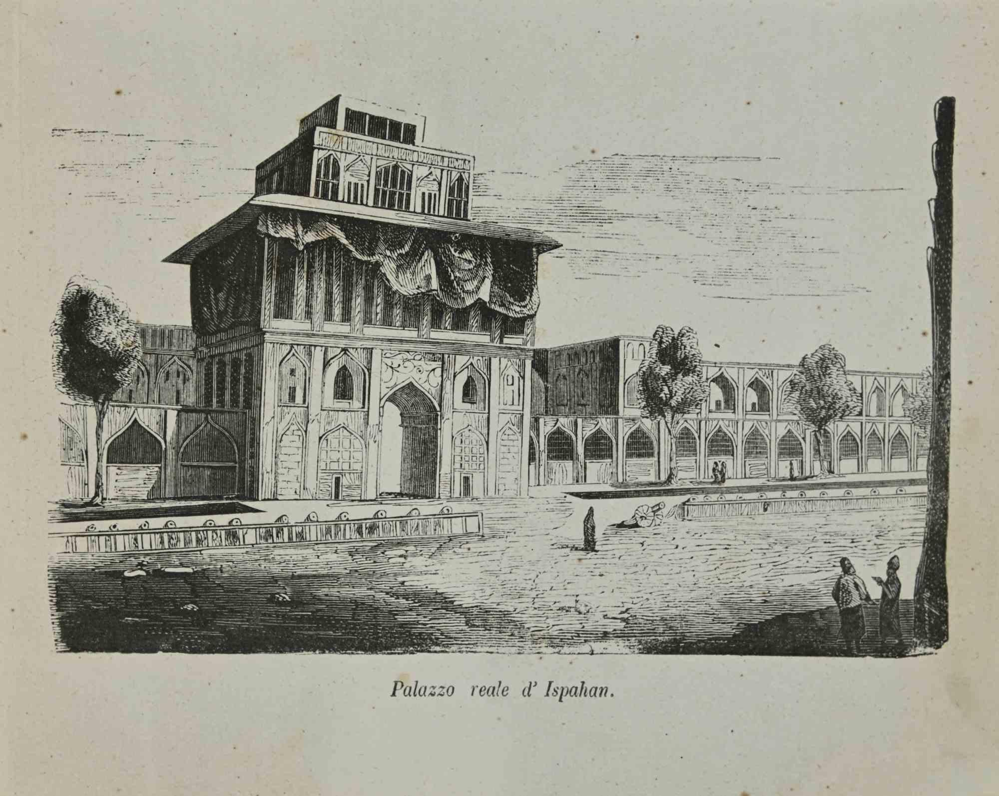 Various Authors Figurative Print - Royal Palace in Isfahan - Lithograph - 1862