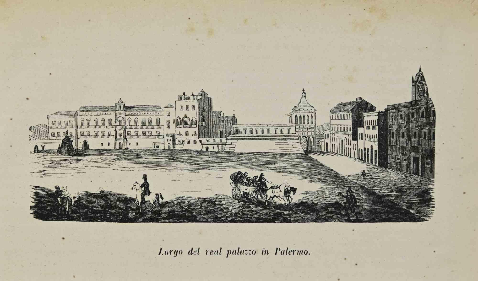 Various Authors Figurative Print – Royal Palace in Palermo – Lithographie – 1862
