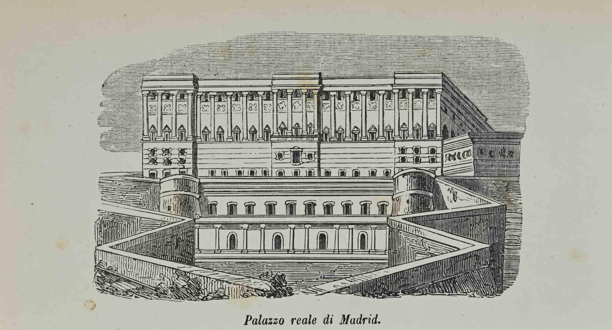 Various Authors Figurative Print - Royal Palace of Madrid - Lithograph - 1862