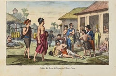 Antique View of Cupang Bazaar in Timor Island - Lithograph - 1862