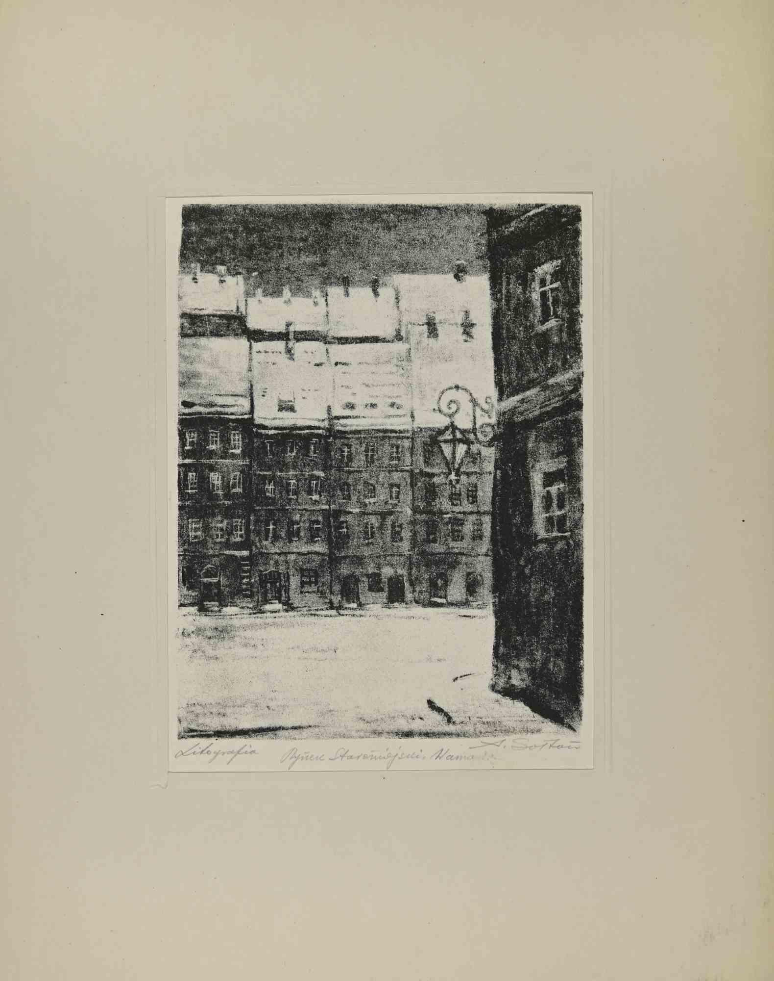Ansicht von Warschau – Lithographie – 20. Jahrhundert 
