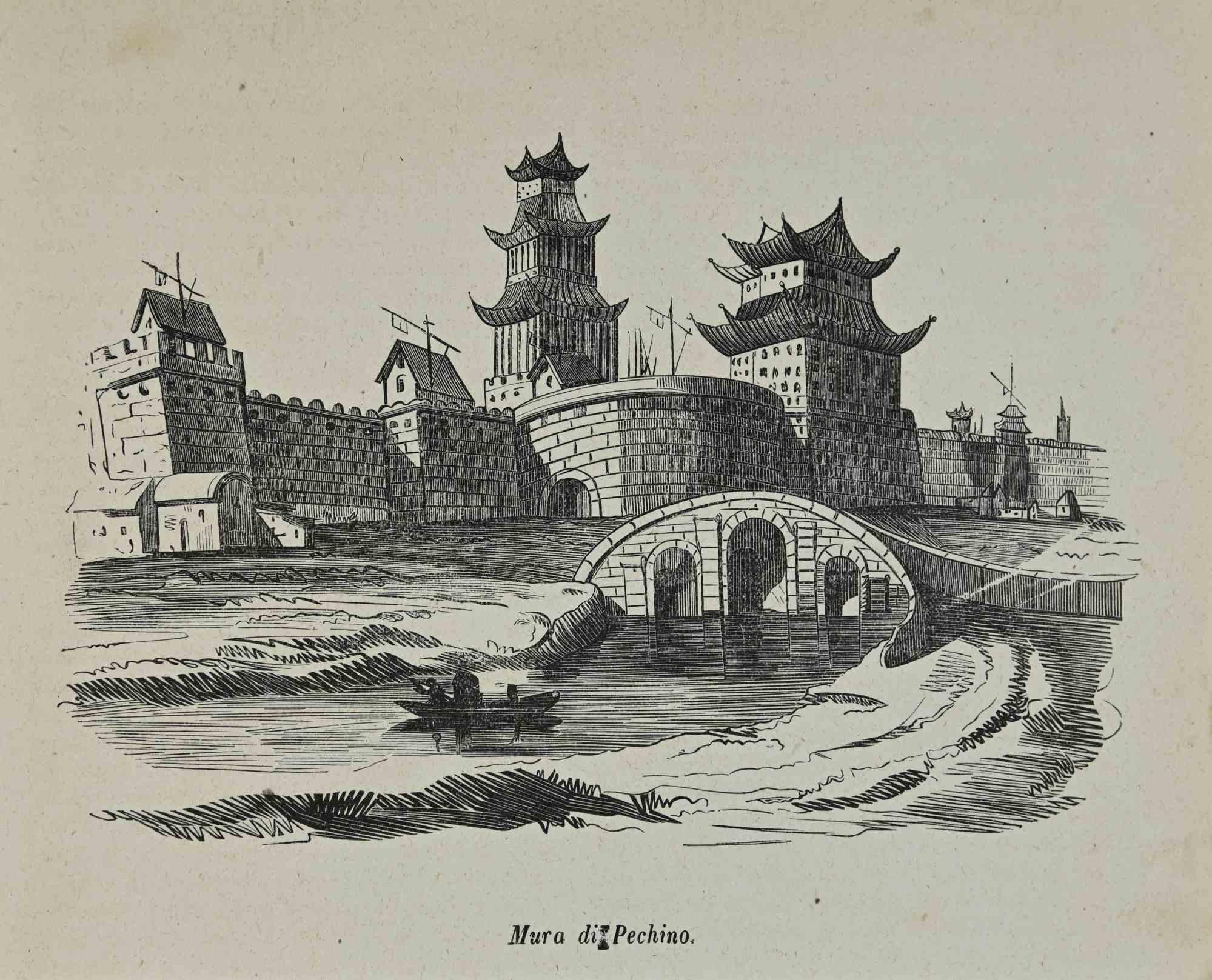 Various Authors Figurative Print - Wall of Beijing - Lithograph - 1862