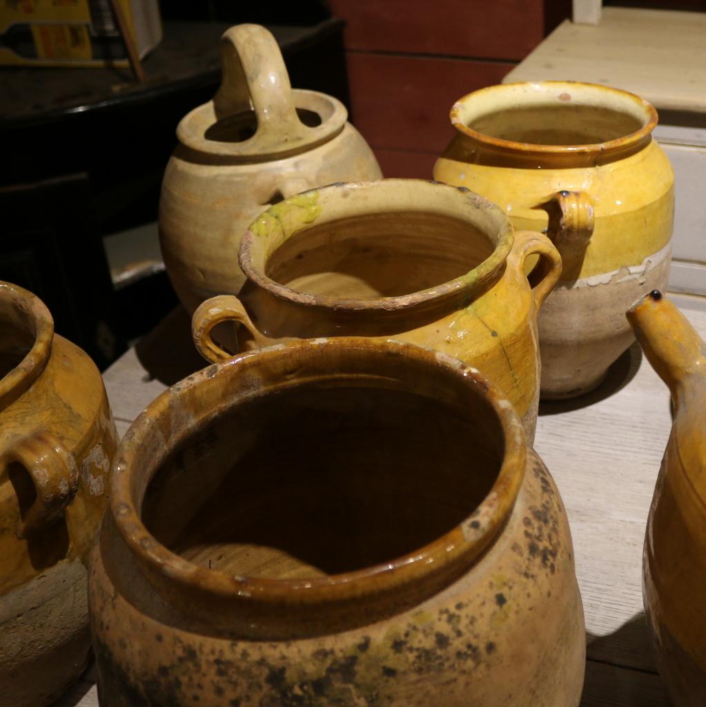 Various 19th C French confit pots. 1880. Prices range from £100 - £200 per pot.

Dimensions of smallest pot - 7