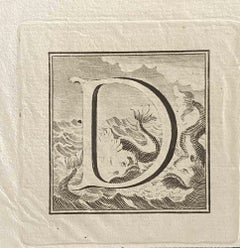 Antique Capital Letter - Original Etching by Various Old Masters - 1750s