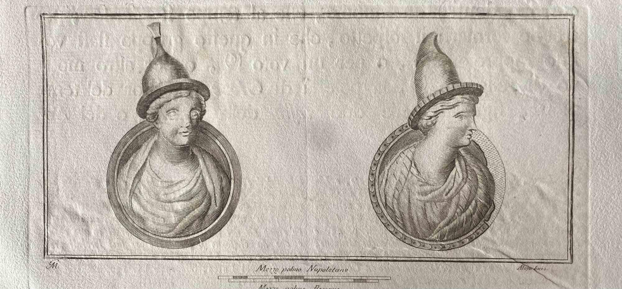 Roman Bust - Etching by Various Old Masters - 1750