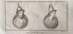 Antique Roman Bust - Original Etching by Various Old Masters - 1750