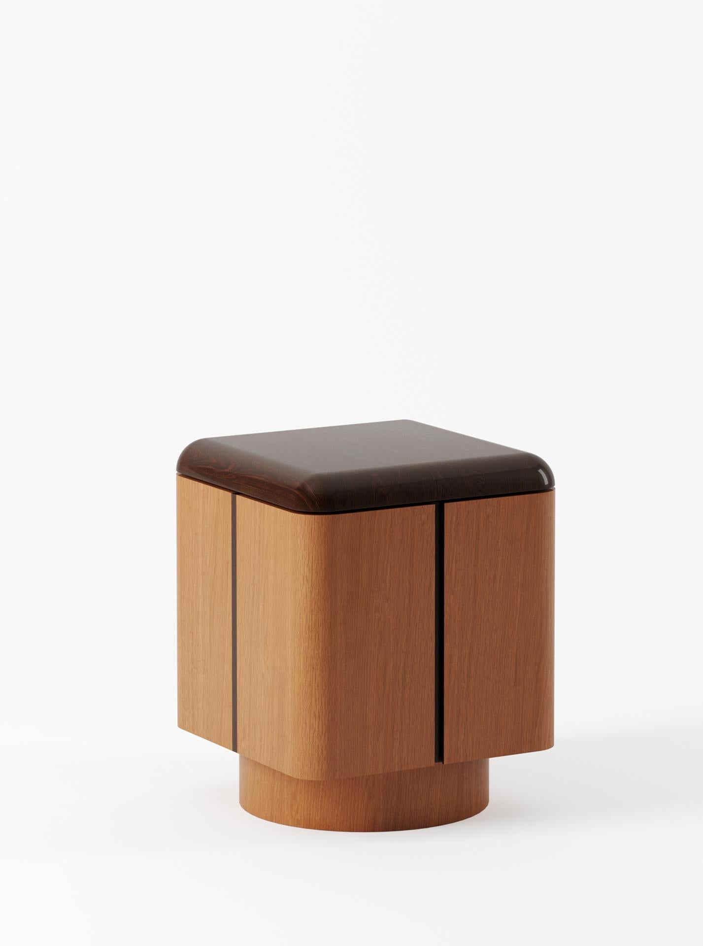 Minimalist Various Positions Nightstand in Walnut and Oak by Master Studio for Lemon For Sale