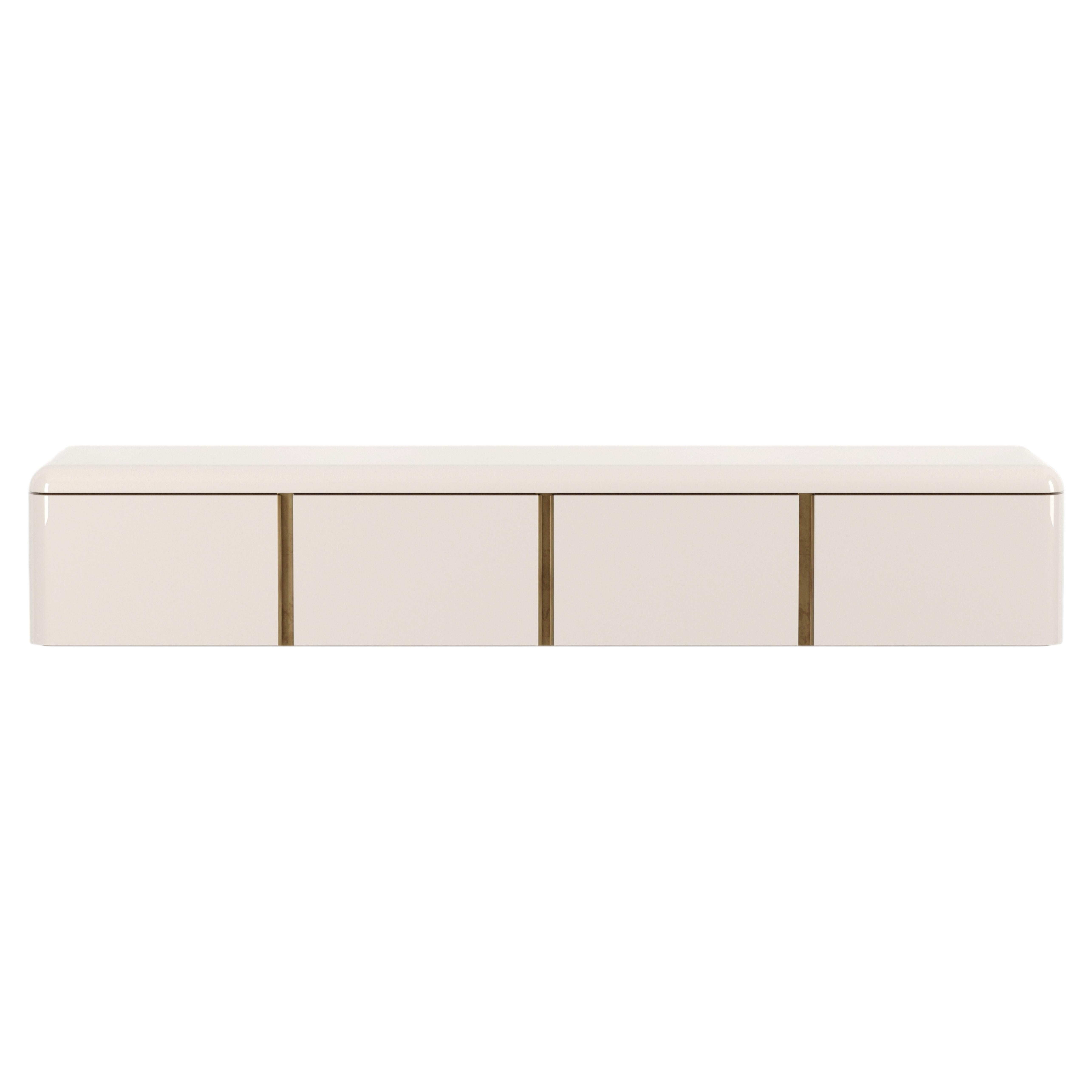 Various Positions Wall Server in cream lacquer with oxidised brass hardware For Sale