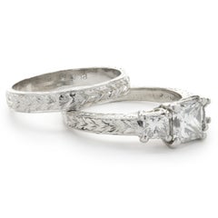 Varna Platin-Hochzeits-Set mit Diamanten im Prinzessinnenschliff