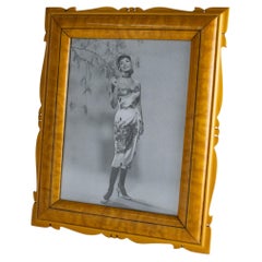 Varnish Carved Sycamore Wood Picture Frame, circa 1940