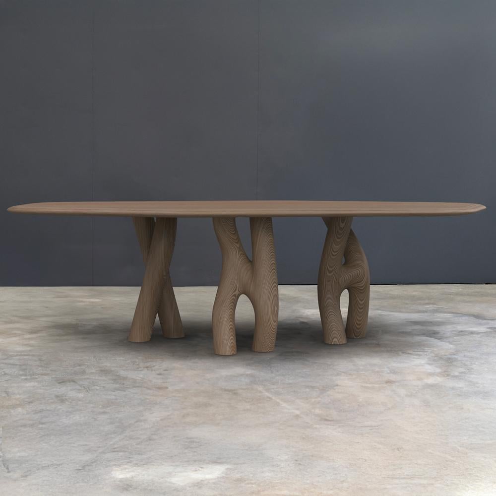Postmoderno One of a Kind Three Pieds Natural Wood Table by MANUFACTURE XXI in vendita
