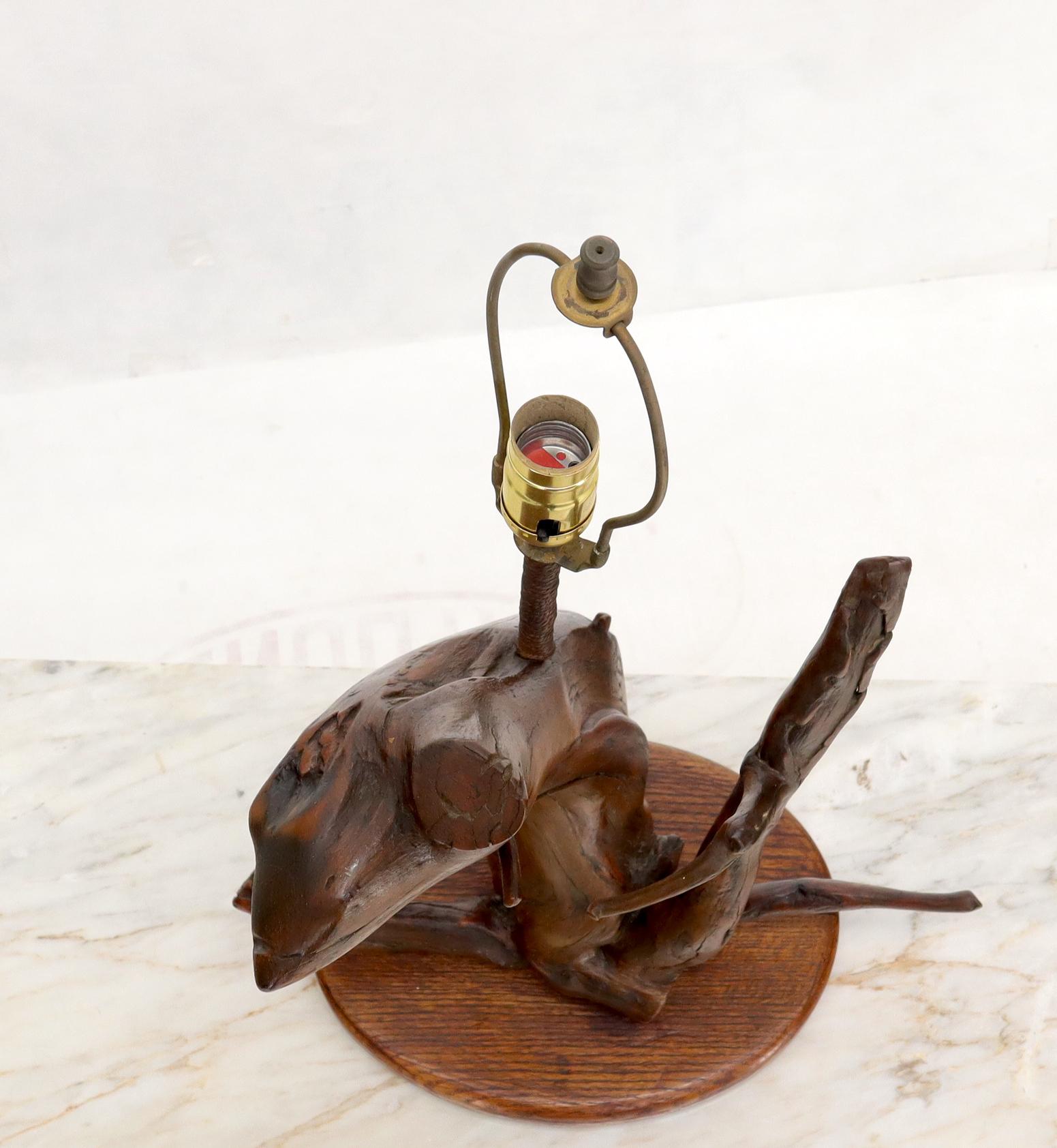 Varnished Arts & Crafts Driftwood Table Lamp For Sale 4