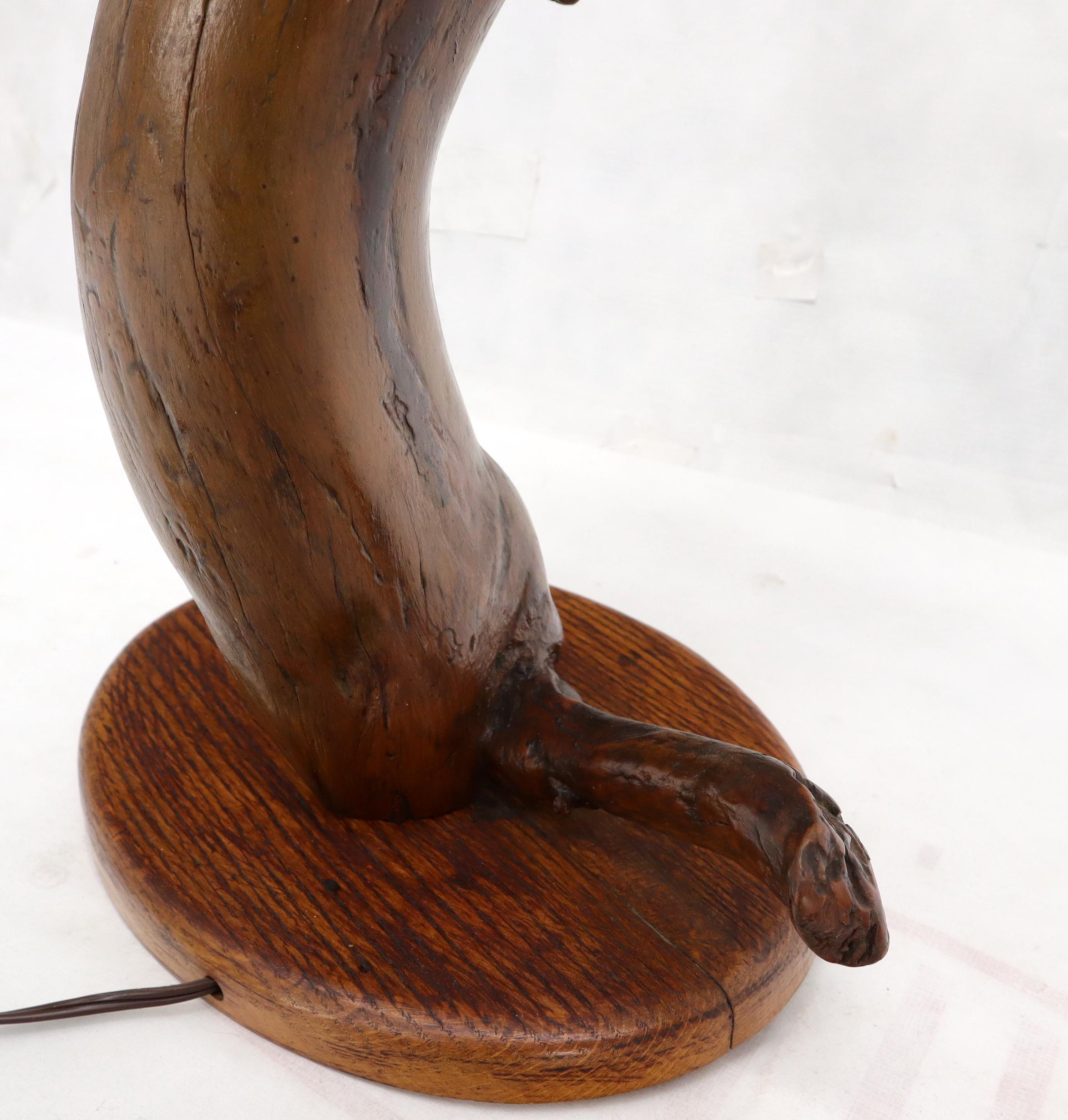 Varnished Arts & Crafts Driftwood Table Lamp In Excellent Condition For Sale In Rockaway, NJ