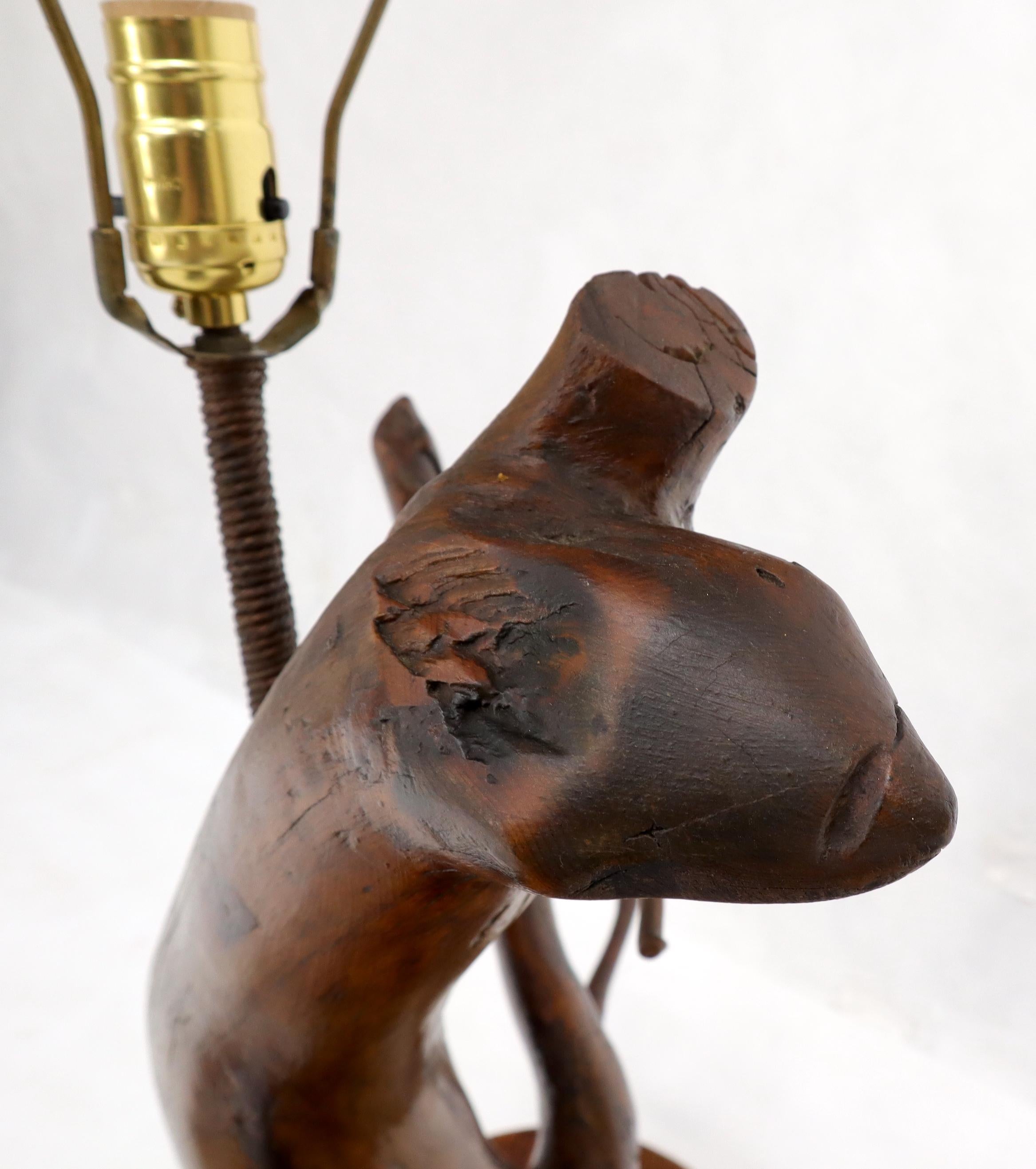 20th Century Varnished Arts & Crafts Driftwood Table Lamp For Sale