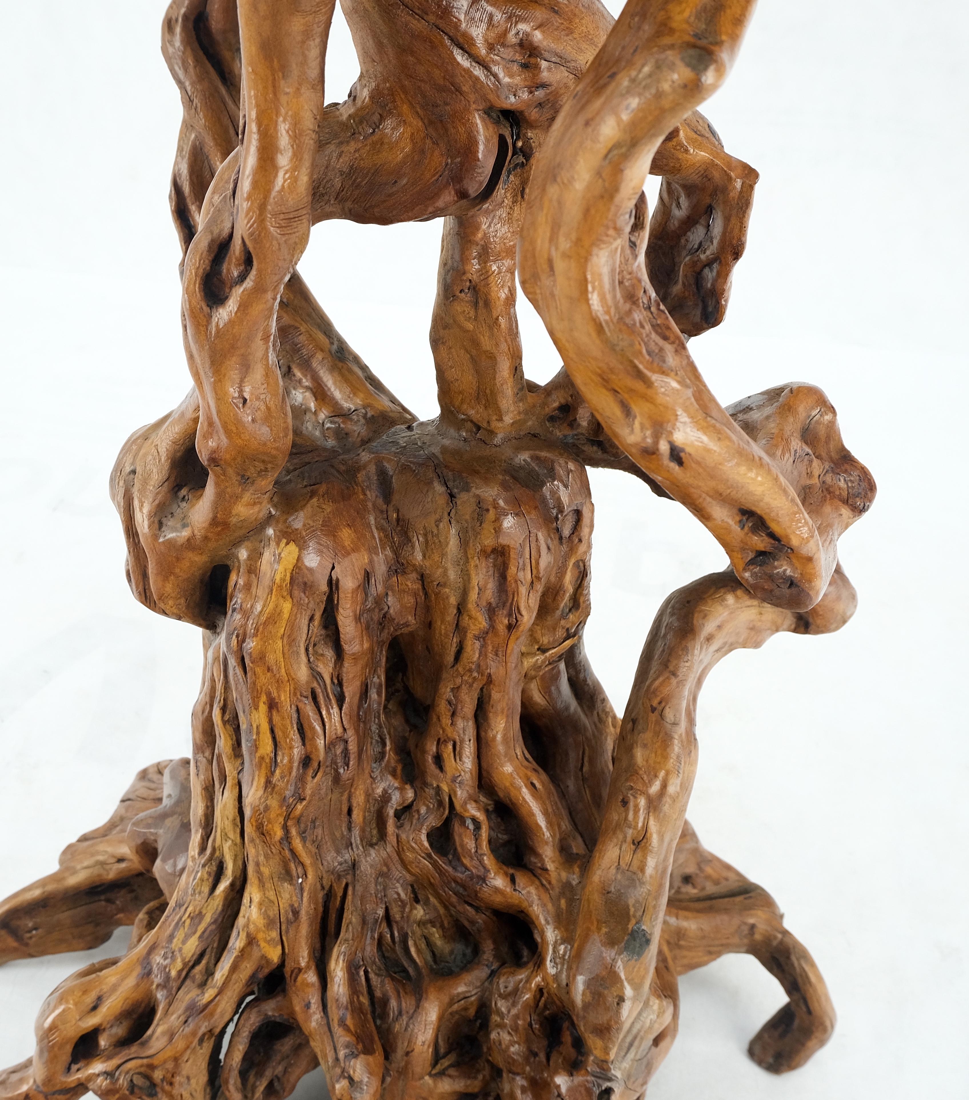 Varnished Driftwood Root Natural Organic Wood Pedestal Side End Table Stand Nice For Sale 3