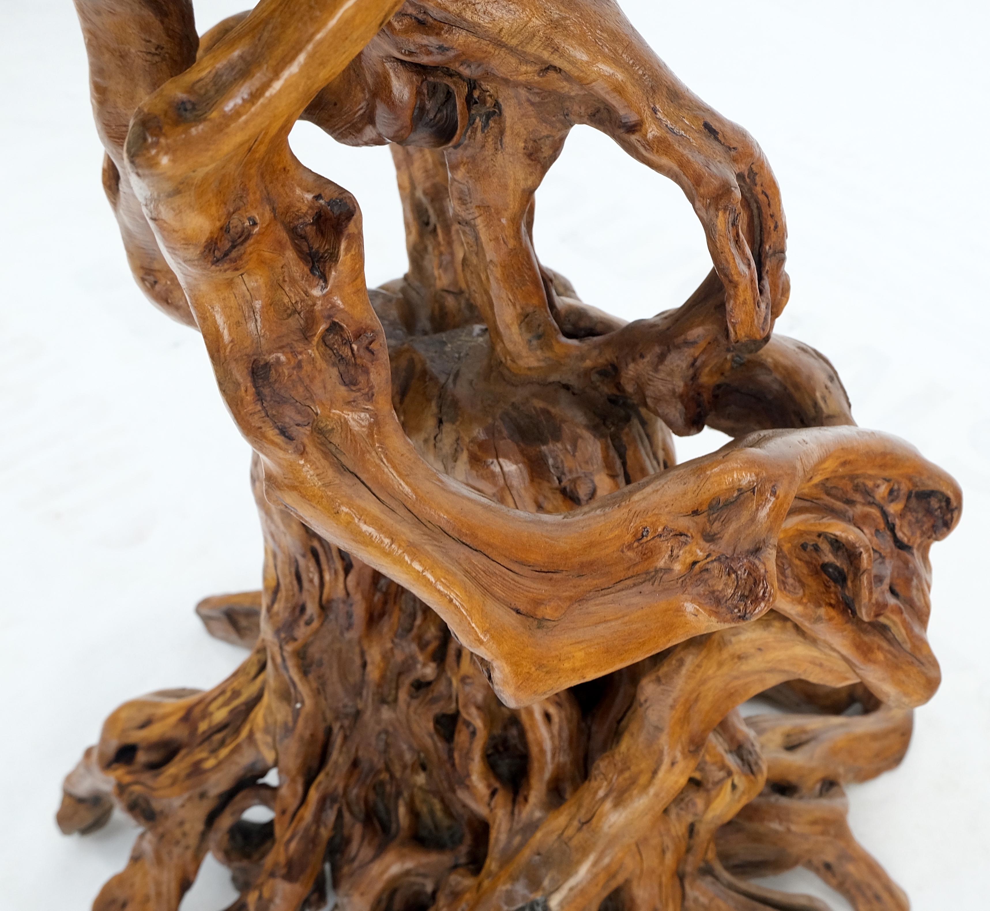 Varnished Driftwood Root Natural Organic Wood Pedestal Side End Table Stand Nice For Sale 4