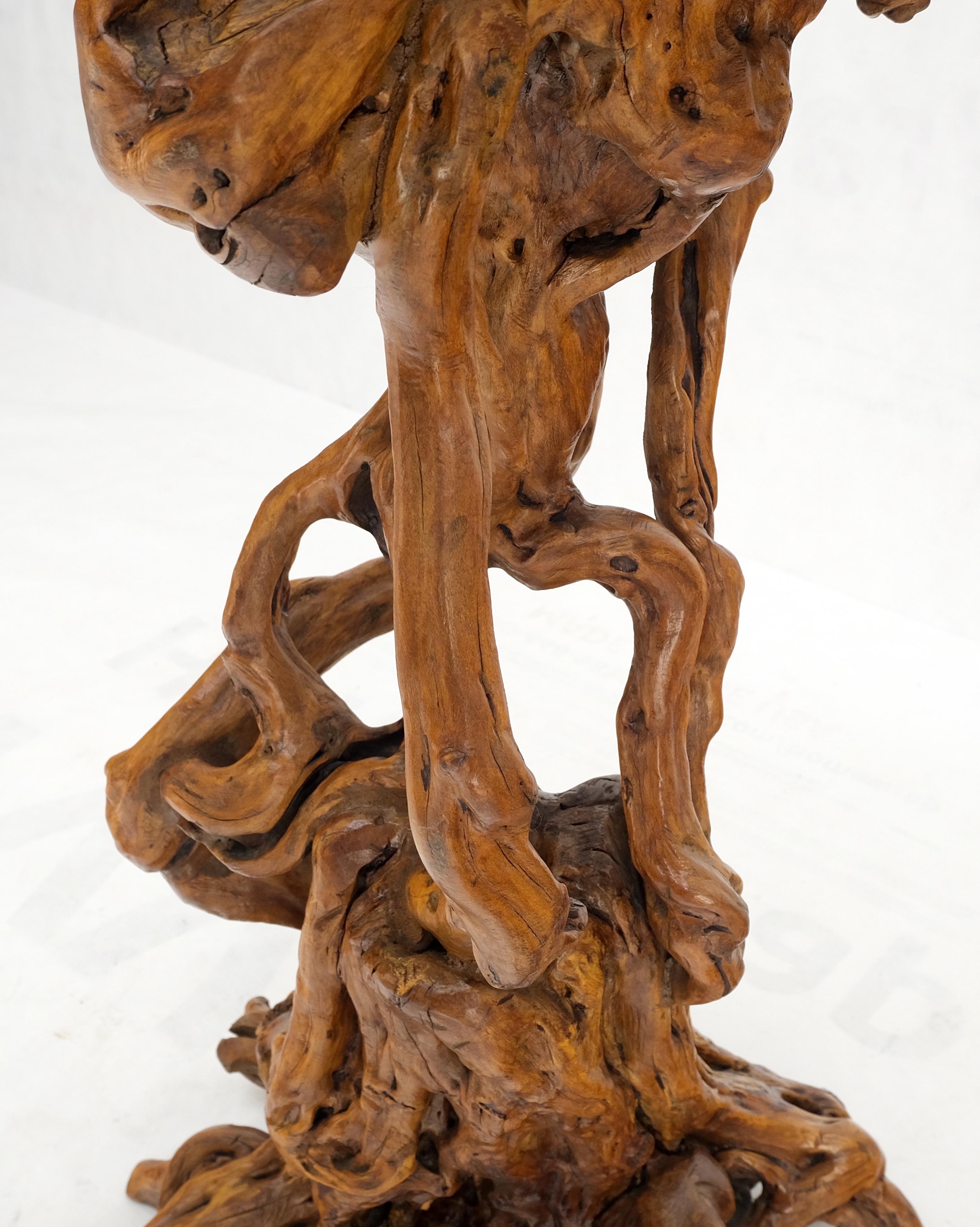 20th Century Varnished Driftwood Root Natural Organic Wood Pedestal Side End Table Stand Nice For Sale