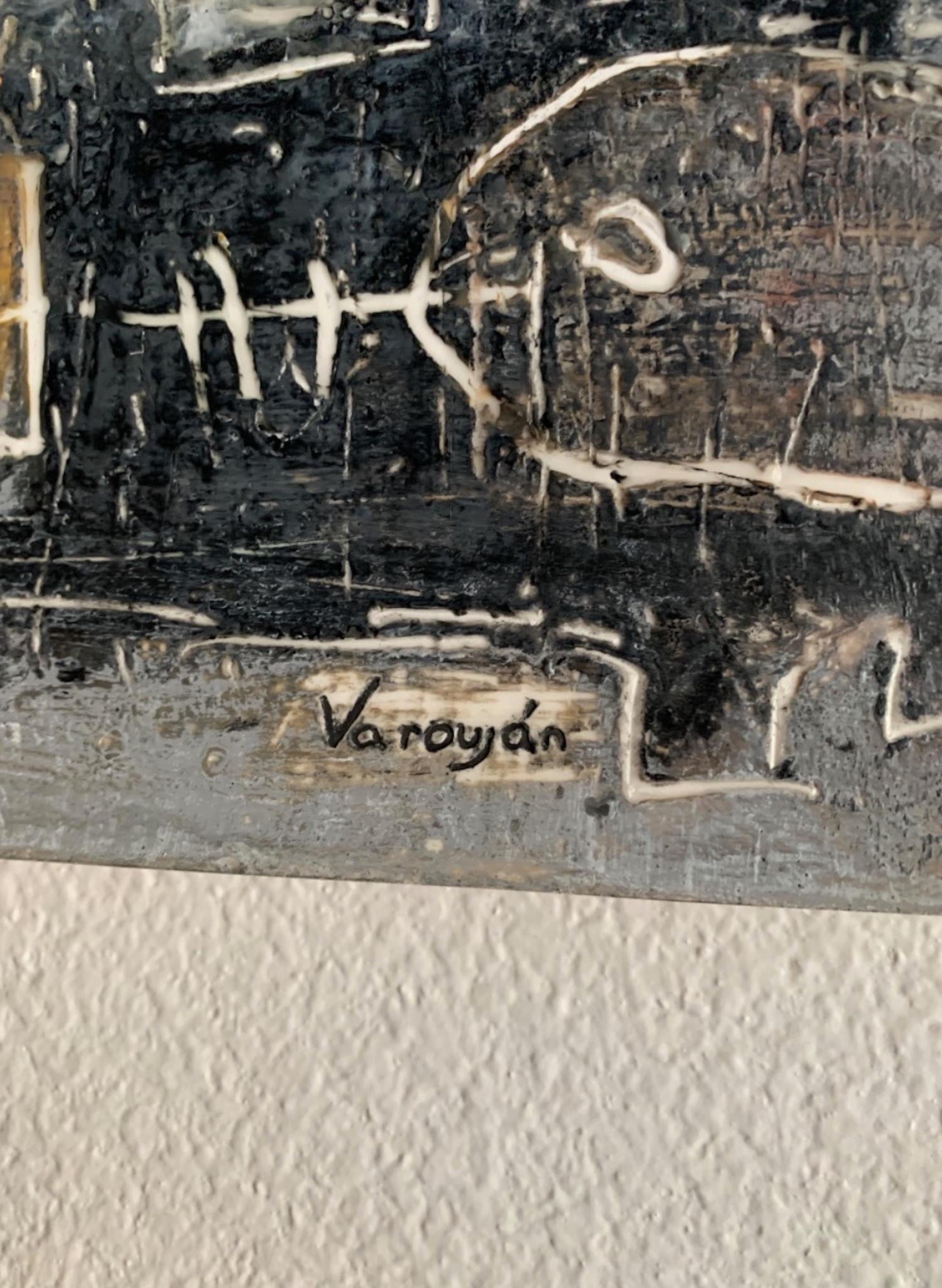 A New Day Abstract Contemporary art Original Painting, Ready to Hang - Gray Abstract Painting by Varoujan Hovakimyan