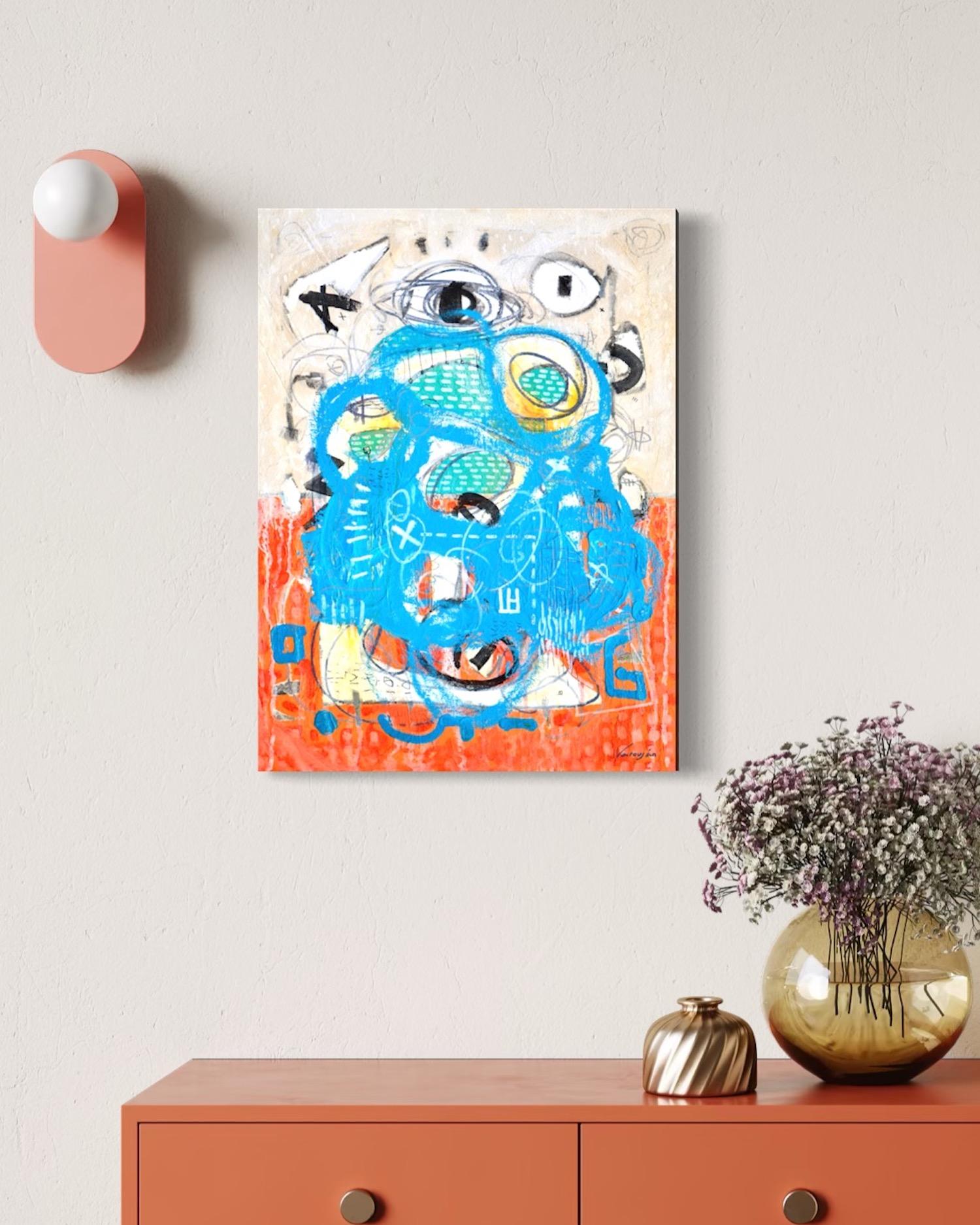 Around the Corner Abstract art Original Painting, Ready to Hang For Sale 1